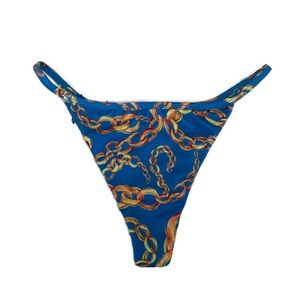 Bayu The Label Melati Blue Chain Print Swim Bikini Bottom NWT